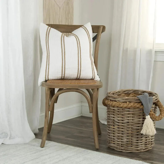 Jute White Throw Pillow With Down Insert - LOOMLAN - LOOMLAN - Throw Pillows