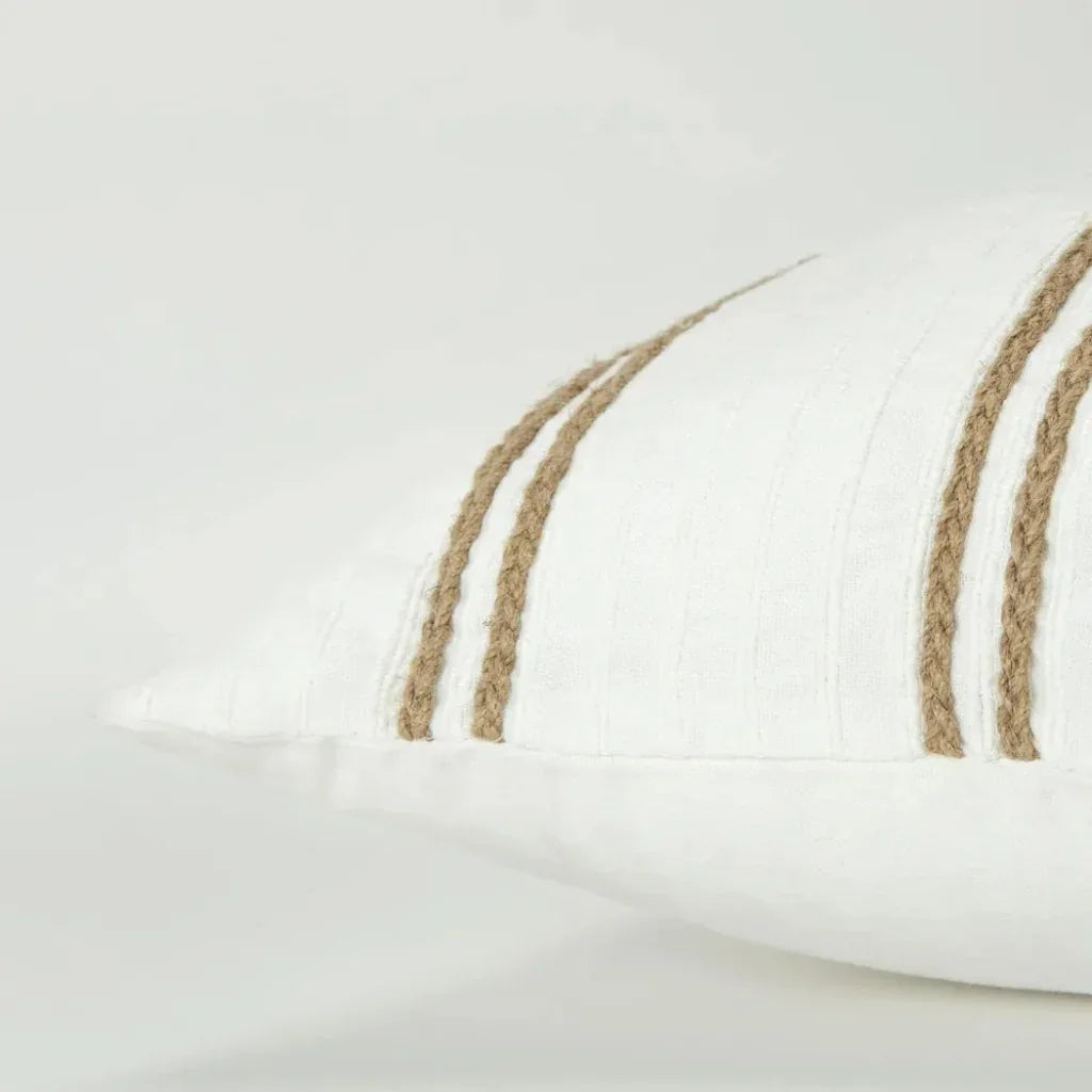 Jute White Throw Pillow With Down Insert - LOOMLAN - LOOMLAN - Throw Pillows