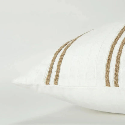 Jute White Throw Pillow With Down Insert - LOOMLAN - LOOMLAN - Throw Pillows