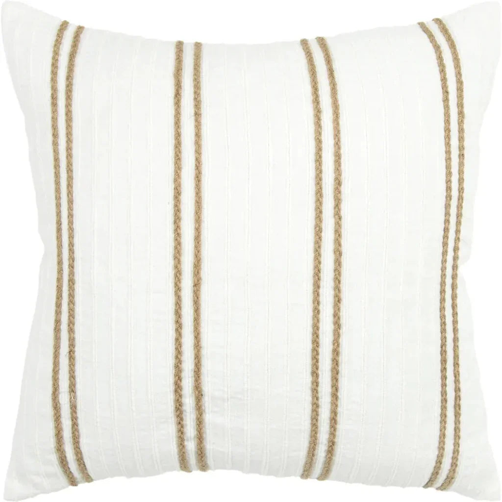 Jute White Throw Pillow With Down Insert - LOOMLAN - LOOMLAN - Throw Pillows