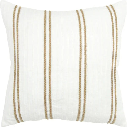 Jute White Throw Pillow With Down Insert - LOOMLAN - LOOMLAN - Throw Pillows