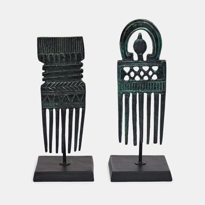 Kai Tribal Artifacts Black Sculpture 2PC