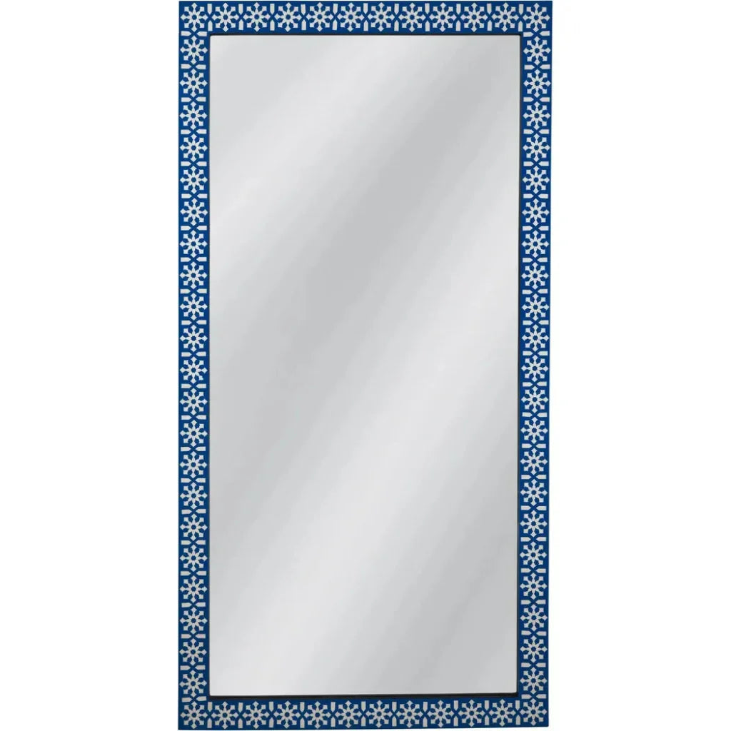 Kamal Bone Blue Vertical Floor Mirror-Floor Mirrors-Bassett Mirror-LOOMLAN