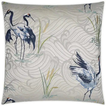 Kanji Embroidery Blue Silver Large Throw Pillow Insert - LOOMLAN - D.V. Kap - Throw Pillows