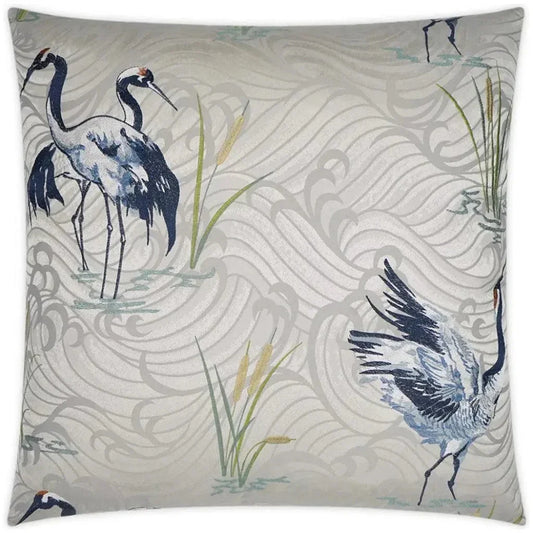 Kanji Embroidery Blue Silver Large Throw Pillow Insert - LOOMLAN - D.V. Kap - Throw Pillows