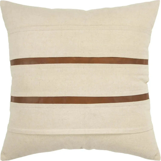 Kate Leather Stripe Throw Pillow Down Insert - LOOMLAN - LOOMLAN - Throw Pillows