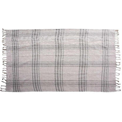 Kay Grey Plaid Outdoor Throw Blanket-Outdoor Pillows-LOOMLAN-LOOMLAN
