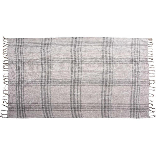 Kay Grey Plaid Outdoor Throw Blanket-Outdoor Pillows-LOOMLAN-LOOMLAN