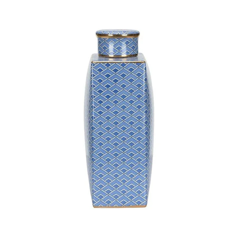 Kelly Geometric Patterned Blue Jar - LOOMLAN - Wildwood - Vases & Jars