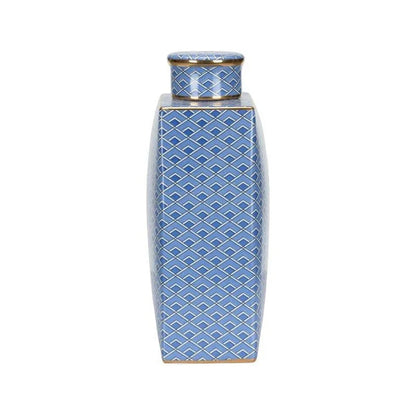 Kelly Geometric Patterned Blue Jar - LOOMLAN - Wildwood - Vases & Jars