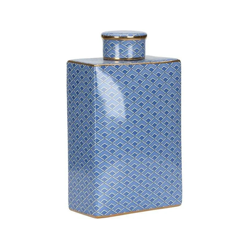 Kelly Geometric Patterned Blue Jar - LOOMLAN - Wildwood - Vases & Jars