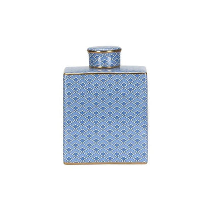 Kelly Geometric Patterned Blue Jar - LOOMLAN - Wildwood - Vases & Jars