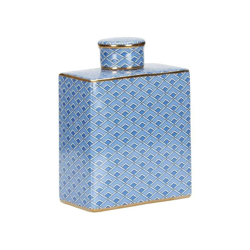 Kelly Geometric Patterned Blue Jar - LOOMLAN - Wildwood - Vases & Jars