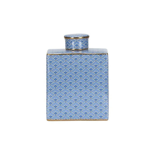 Kelly Geometric Patterned Blue Jar - LOOMLAN - Wildwood - Vases & Jars