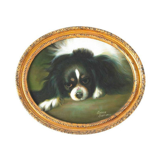 King Charles Spaniel Golden Oval Framed Artwork-Framed Wall Art-Chelsea House-LOOMLAN