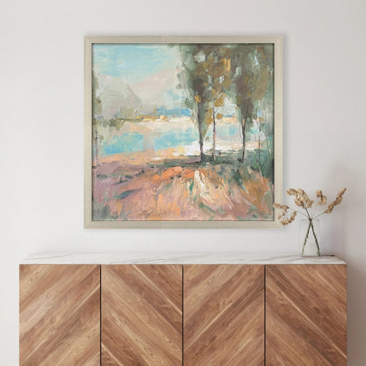 La Riviere Hand Finished Blue Canvas Art