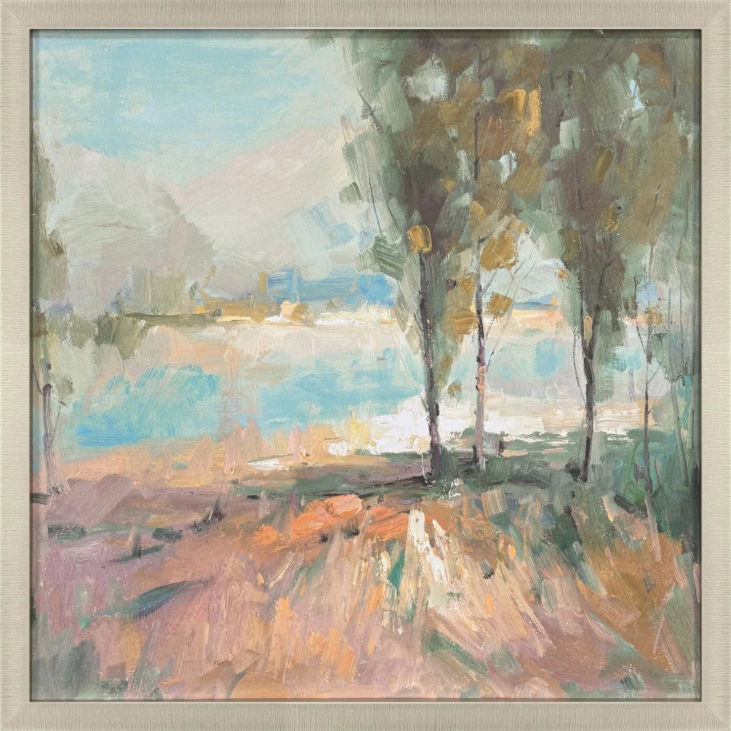 La Riviere Hand Finished Blue Canvas Art