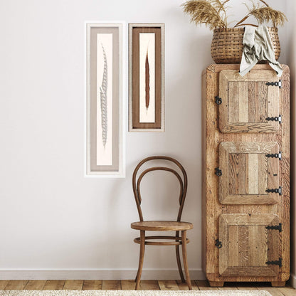 Lady Amhurst Feather Wood Frame Brown Canvas Art