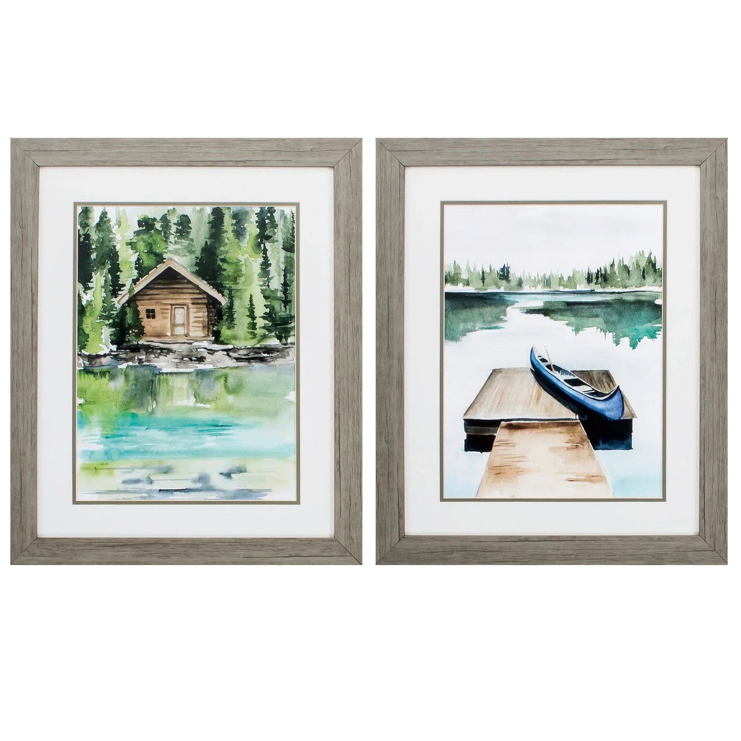 Lake Views Green Canvas Art 2PC