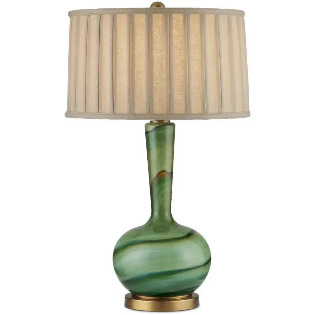 Lamartine Glass and Metal Green Table Lamp - LOOMLAN - Currey & Co - Table Lamps