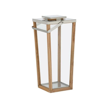 Lanai Teak And Glass Hurricane Patio Candleholder - LOOMLAN - Wildwood - Candle Holders