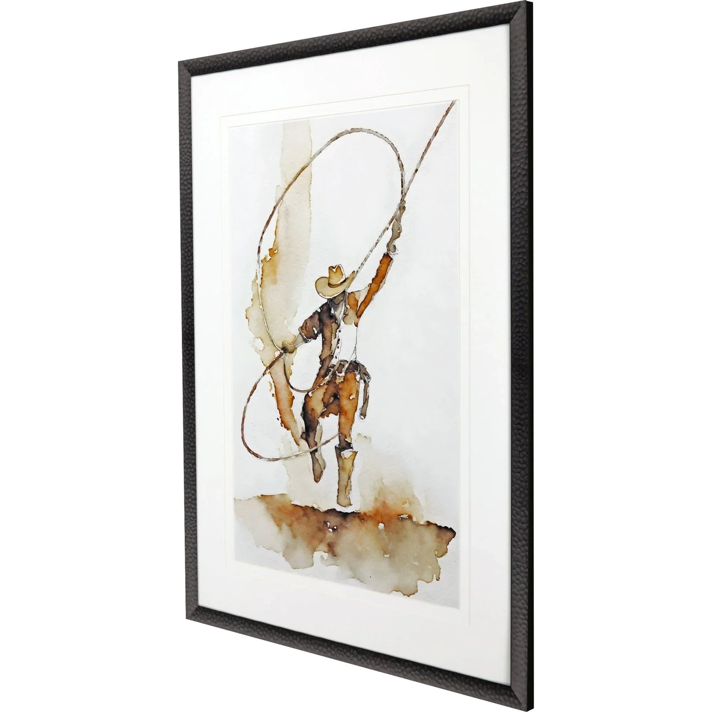 Lasso Wood Frame Brown Canvas Art