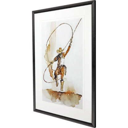 Lasso Wood Frame Brown Canvas Art