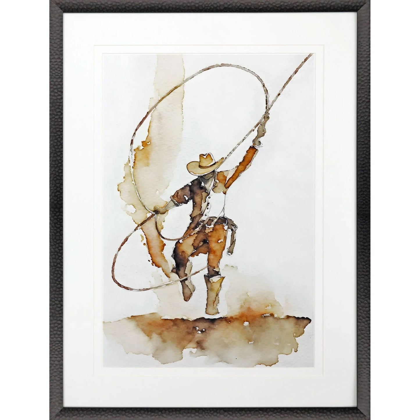 Lasso Wood Frame Brown Canvas Art