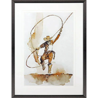 Lasso Wood Frame Brown Canvas Art