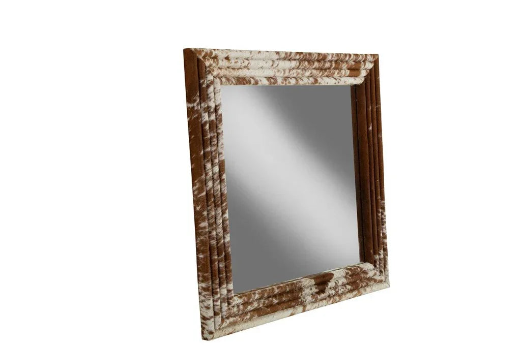 Laverne Hair On Hide Warpped Frame Wall Mirror - LOOMLAN - Furniture Classics - Wall Mirrors