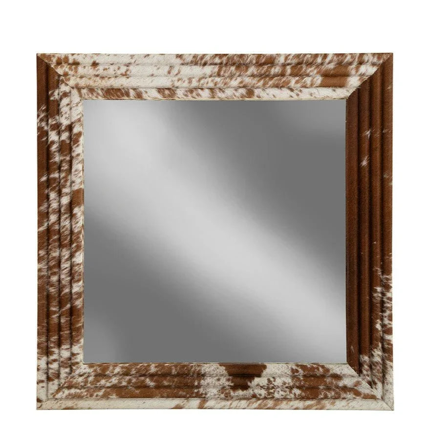 Laverne Hair On Hide Warpped Frame Wall Mirror - LOOMLAN - Furniture Classics - Wall Mirrors