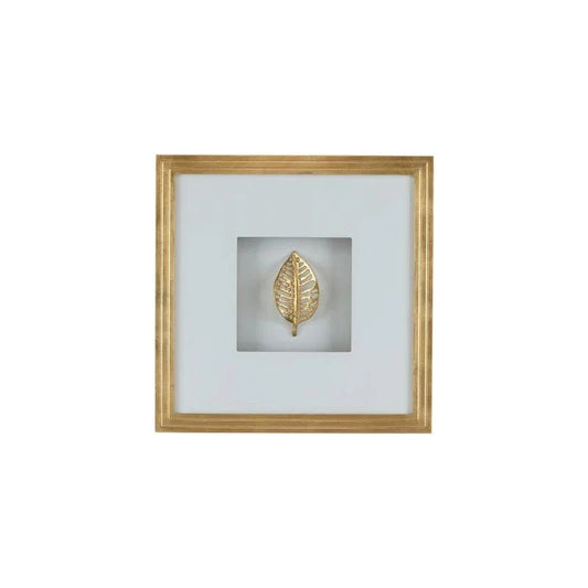 Leaf Shadow Box Gold Leaf Framed Artwork-Framed Wall Art-Chelsea House-LOOMLAN