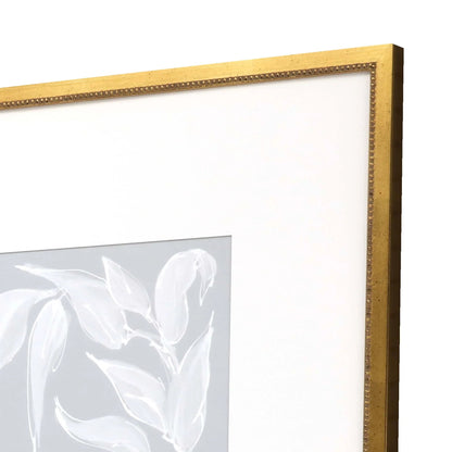 Leaf Study Wood Frame Blue Canvas Art 4PC