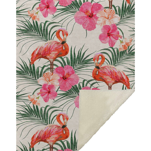 Leaves & Flamingos 50" x 70" Throw Blanket -- view 2