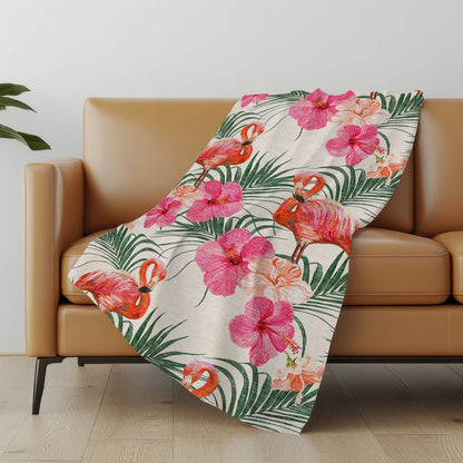 Leaves & Flamingos 50" x 70" Throw Blanket -- view 3