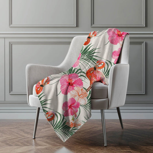 Leaves & Flamingos 50" x 70" Throw Blanket