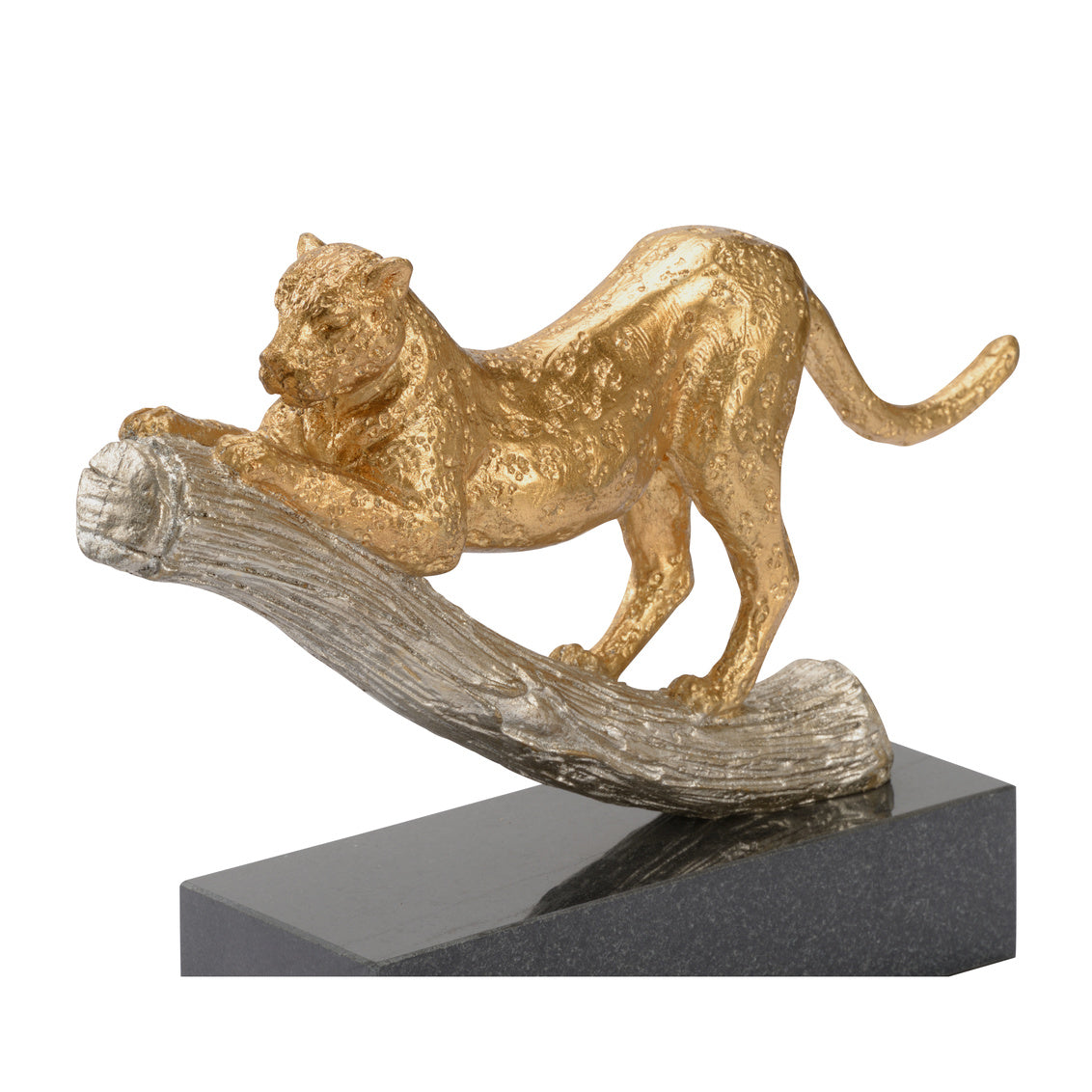 Leopard On The Hunt Gold Statue