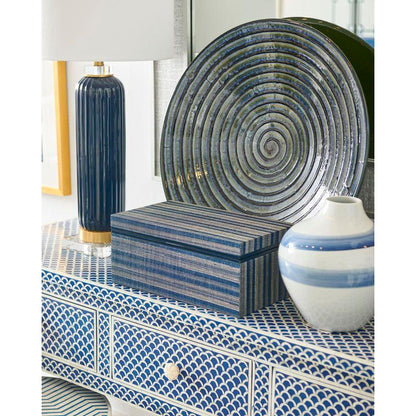 Lexington Hand Woven Abaca Warpped Blue Box - LOOMLAN - Chelsea House - Boxes & Bowls