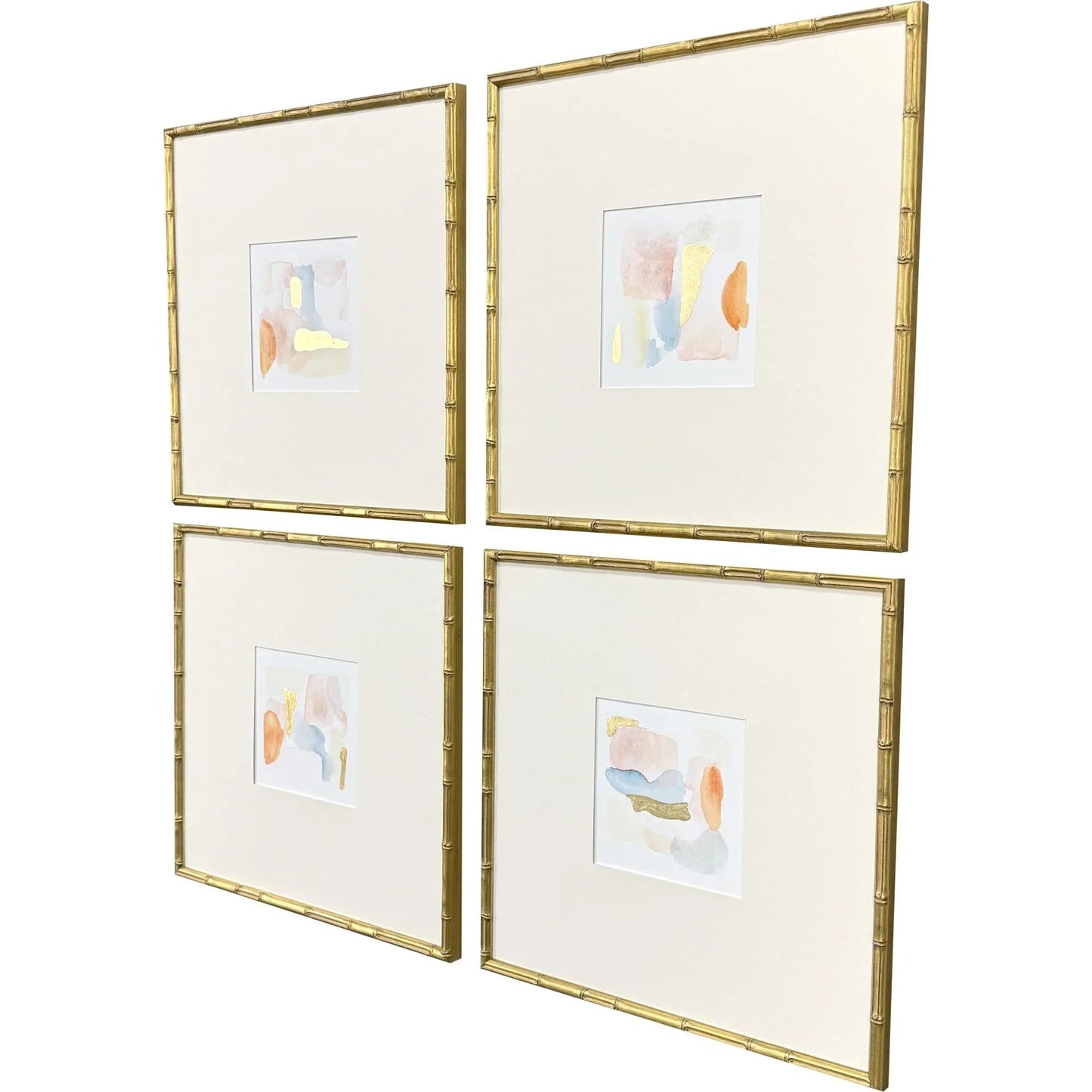 Like Clouds Wood Frame Orange Canvas Art 4PC