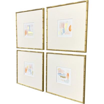 Like Clouds Wood Frame Orange Canvas Art 4PC