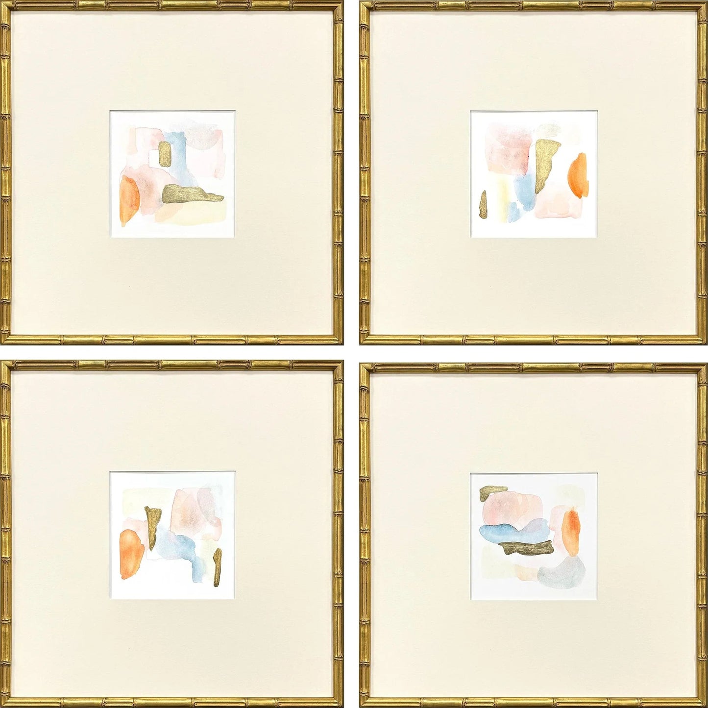 Like Clouds Wood Frame Orange Canvas Art 4PC