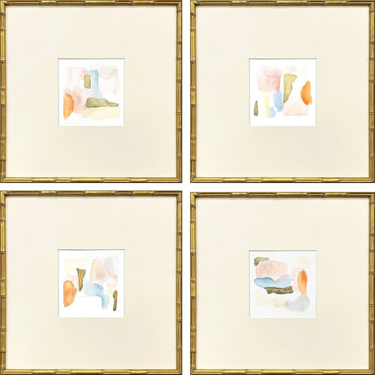 Like Clouds Wood Frame Orange Canvas Art 4PC