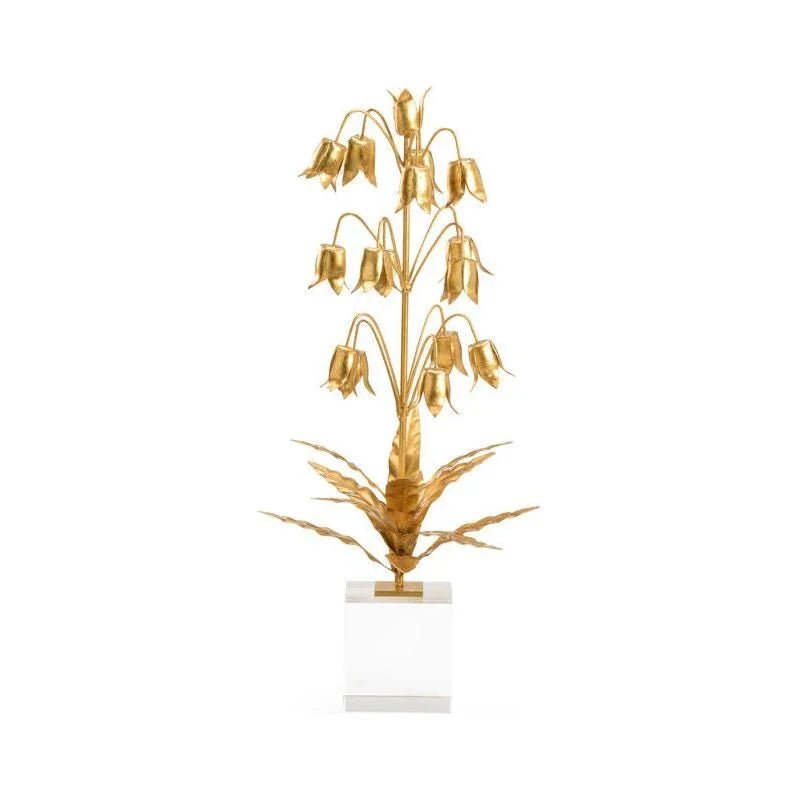 Lily Of The Valley Gold Floral Crystal Base Sculpture - LOOMLAN - Chelsea House - Statues & Sculptures