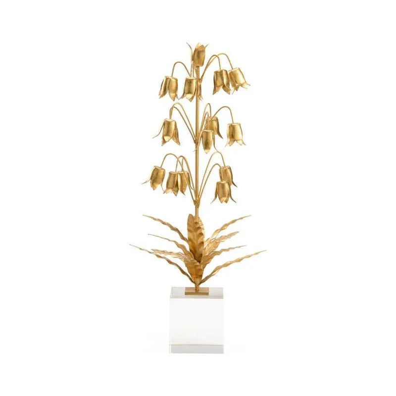 Lily Of The Valley Gold Floral Crystal Base Sculpture - LOOMLAN - Chelsea House - Statues & Sculptures