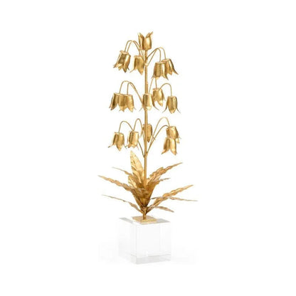 Lily Of The Valley Gold Floral Crystal Base Sculpture - LOOMLAN - Chelsea House - Statues & Sculptures