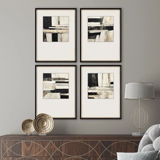 Liminal Wood Frame Black Canvas Art 4PC