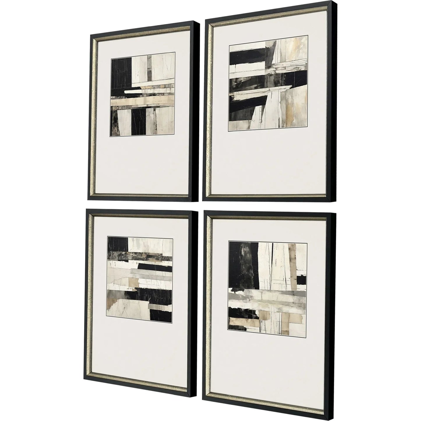 Liminal Wood Frame Black Canvas Art 4PC