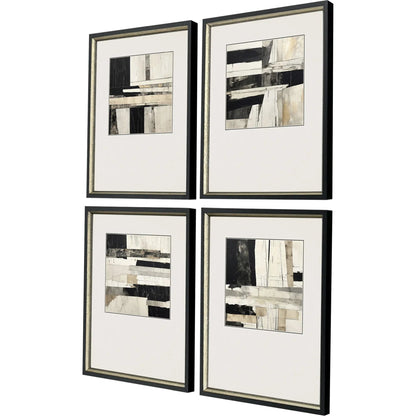 Liminal Wood Frame Black Canvas Art 4PC