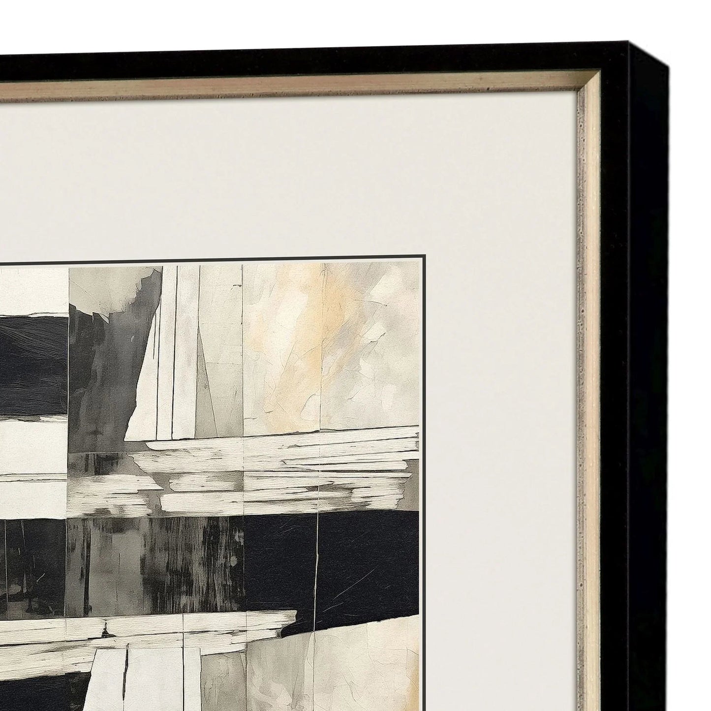 Liminal Wood Frame Black Canvas Art 4PC