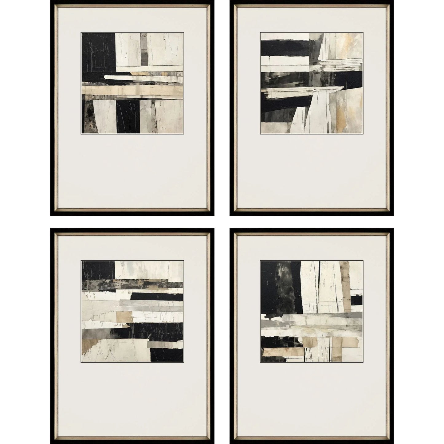 Liminal Wood Frame Black Canvas Art 4PC